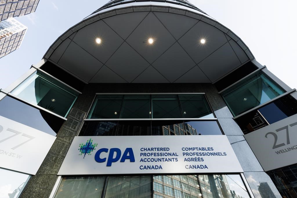 Chartered Professional Accountants of Canada is cutting 20 per cent of its workforce ahead of a move by provincial oversight bodies in Ontario and Quebec to split from the national organization. CPA Canada headquarters is seen in Toronto, Friday, Oct. 6, 2023. 