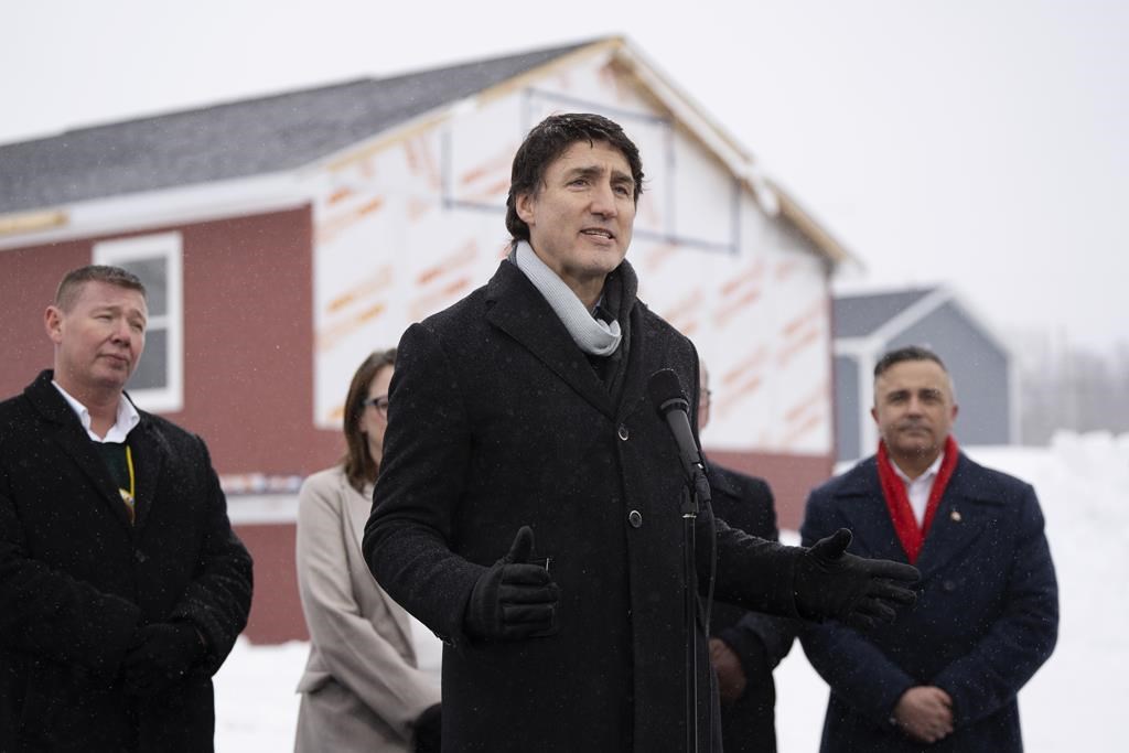 Prime Minister Justin Trudeau makes an announcement on housing in Membertou First Nation on Cape Breton Island, N.S., Thursday, Feb. 22, 2024. THE CANADIAN PRESS/Darren Calabrese