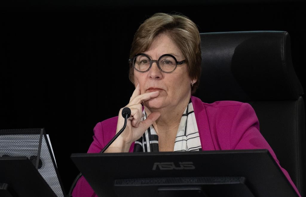 Commissioner Justice Marie-Josee Hogue at the Public Inquiry Into Foreign Interference in Federal Electoral Processes and Democratic Institutions, January 29, 2024. THE CANADIAN PRESS/Adrian Wyld