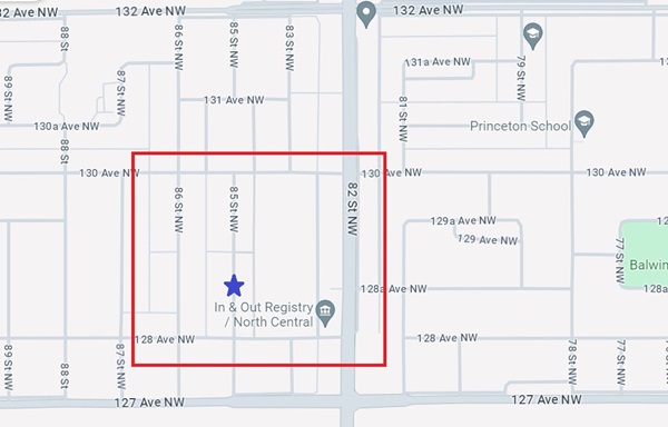 Edmonton police provide a map of where an alleged attack which sent two people to hospital in December took place.