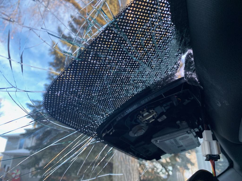 Angela Wu-Kemp was driving on Whitemud Drive near the 53 Avenue overpass in south Edmonton when a rock came through her windshield on Jan. 8, 2024.