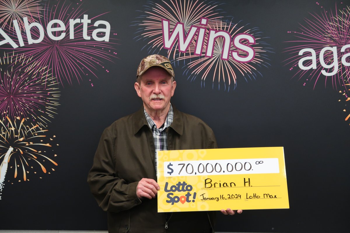 Brian Hoover from Beaverlodge in northern Alberta says he intends to honour his late wife's memory with some of the $70 million he won in a Lotto Max draw on Jan. 16, 2024.