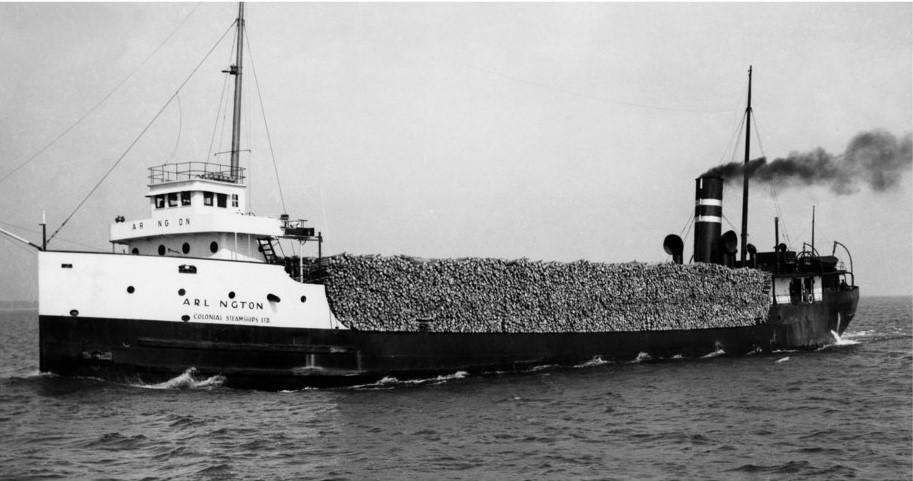 Black and white photo of the SS Arlington, which went down in a violent storm in 1940.