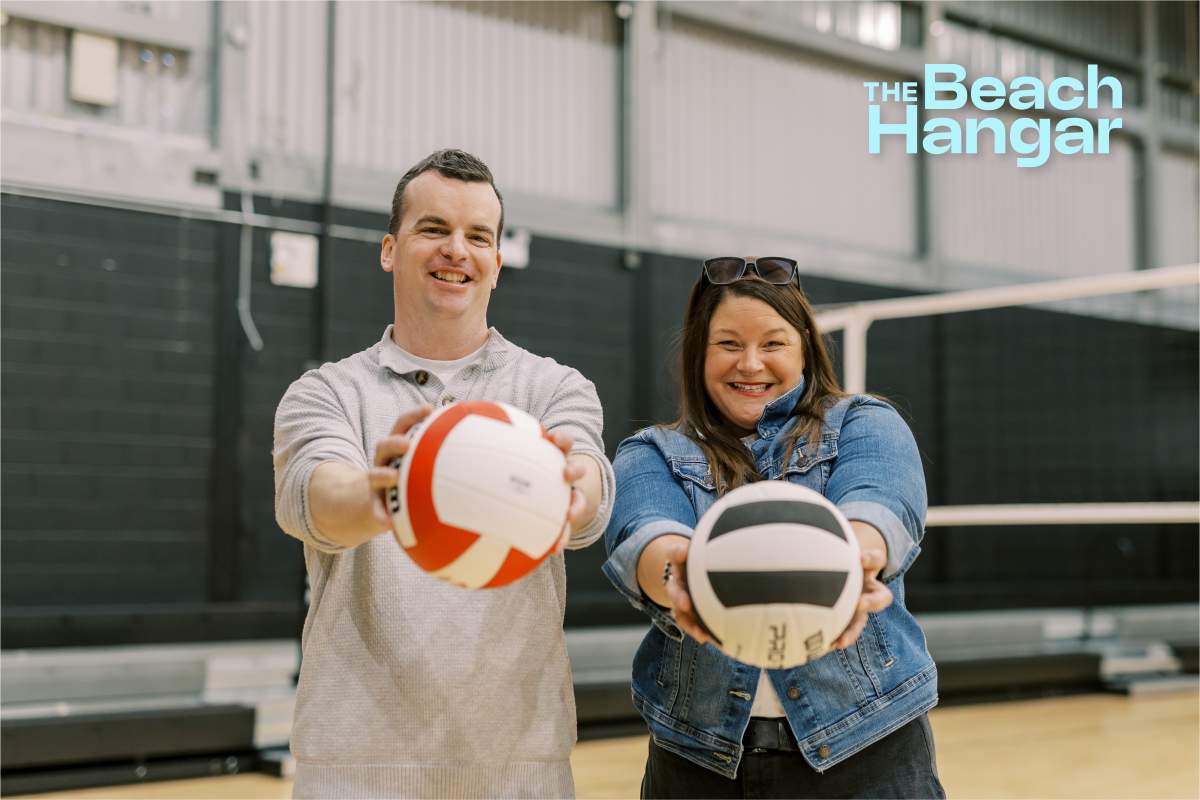 Dave Ward (left) and Kyla Woodcock (right)realized the airport would be the perfect place to build the space. During the COVID pandemic, the airport created a beach volleyball court which transformed into a skating rink in the winter.
