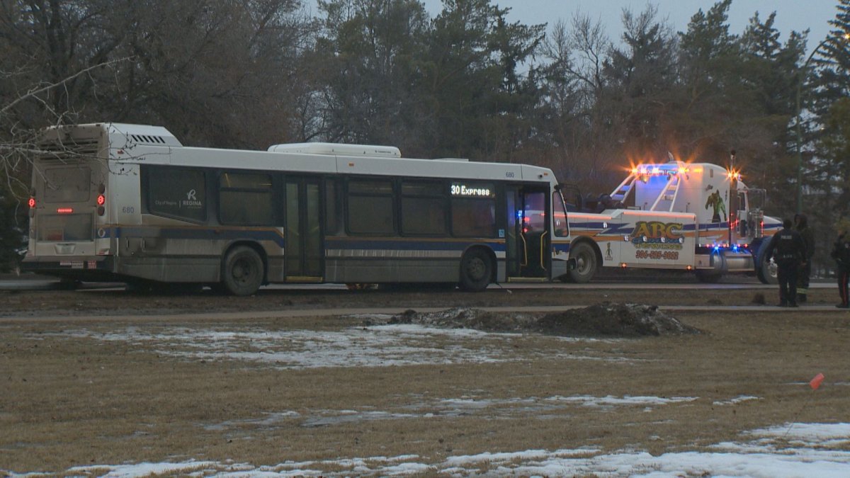 On Friday, February 2, 2024, a bus hit a streetlight near the University of Regina.