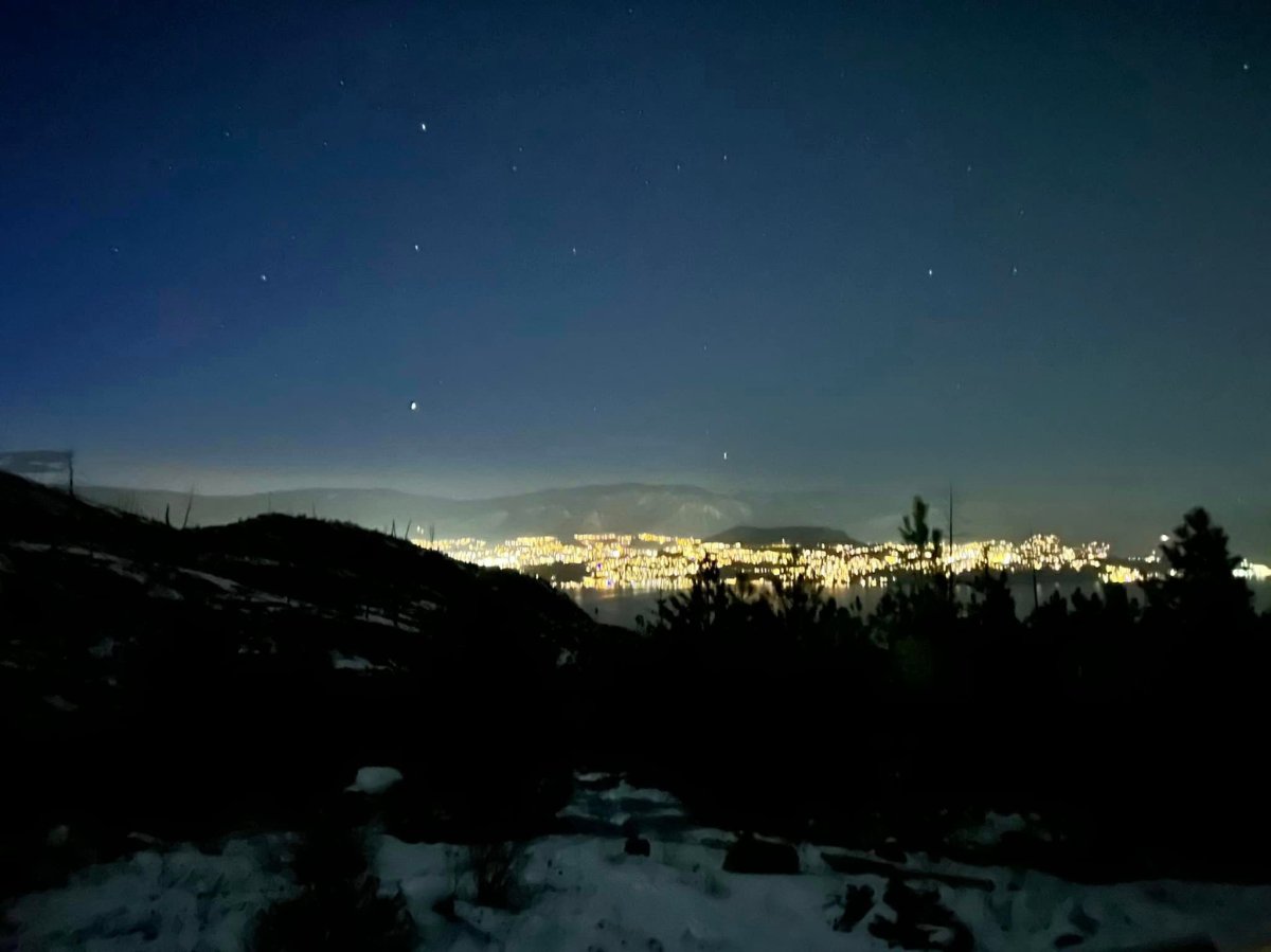 A view of Kelowna at night.