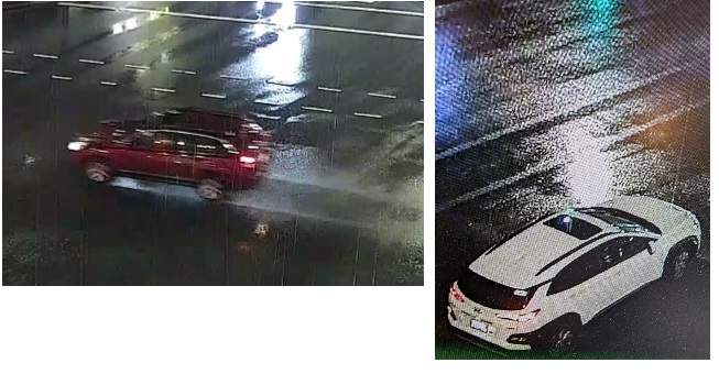 Coquitlam RCMP is looking for the drivers of a red SUV and a white Hyundai.