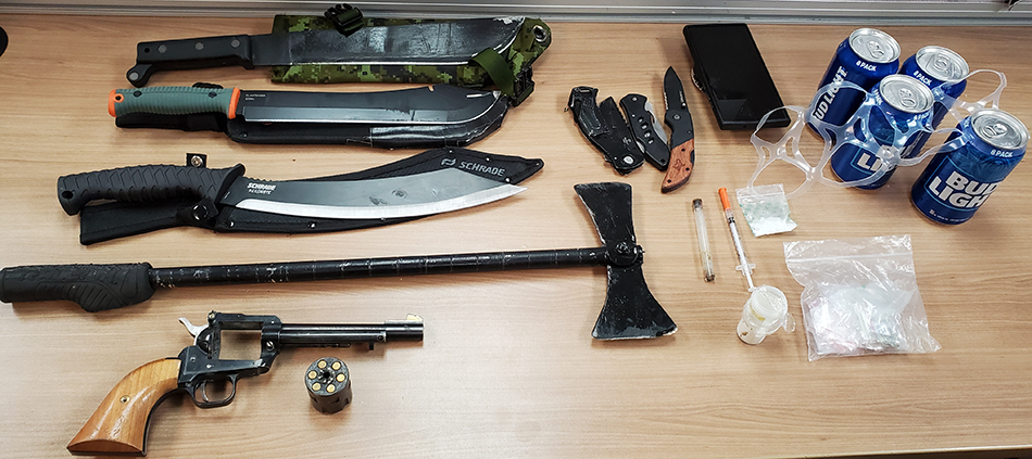 Photo of several weapons seized by Manitoba RCMP after an incident on Feb. 10.