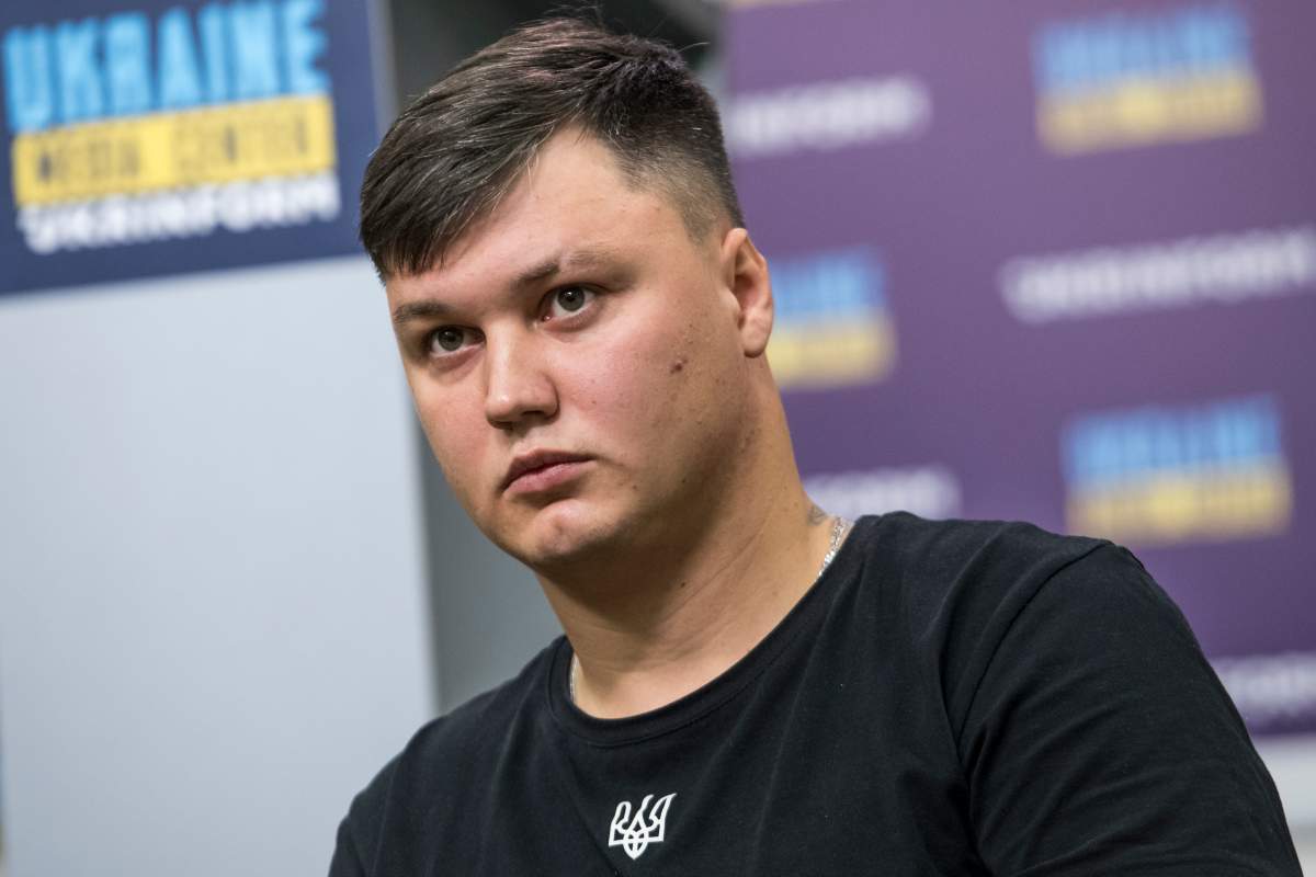 Captain Maxim Kuzminov, who defected to Ukraine in his Russian military Mi-8 helicopter, speaks to journalists in Kyiv, Ukraine. September 5, 2023.