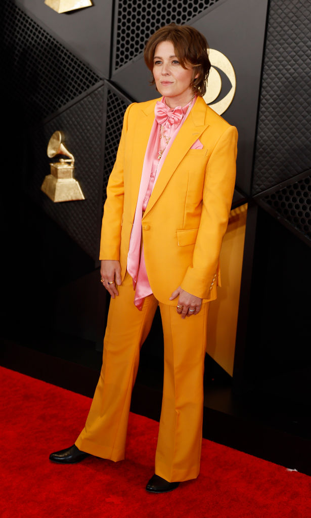 Brandi Carlile arrives on the Red Carpet at the Crypto.com Arena in Los Angeles, CA, Sunday, Feb. 4, 2024.