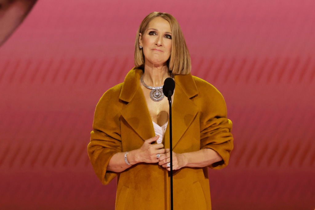 Celine Dion speaks onstage during the 66th Grammy Awards at Crypto.com Arena on February 04, 2024 in Los Angeles, California.