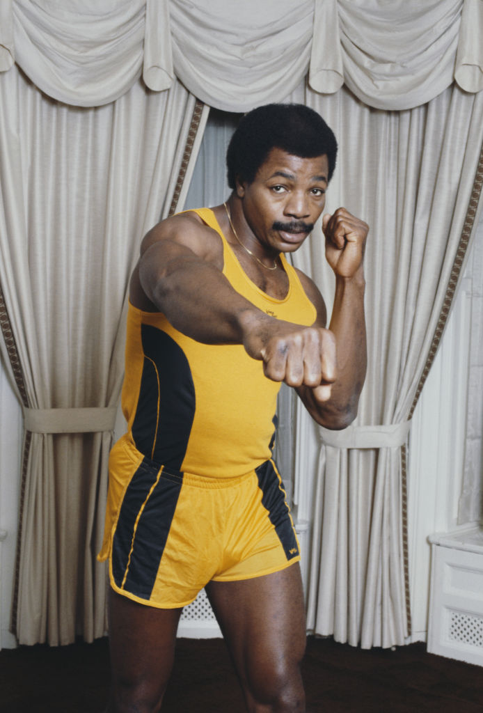 American actor and former professional football player Carl Weathers in sparring pose in June 1979.