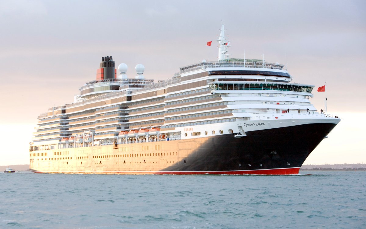 The luxury cruise liner Queen Victoria on the water.
