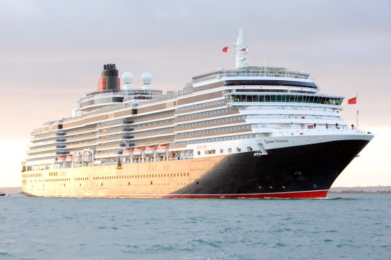The luxury cruise liner Queen Victoria on the water.