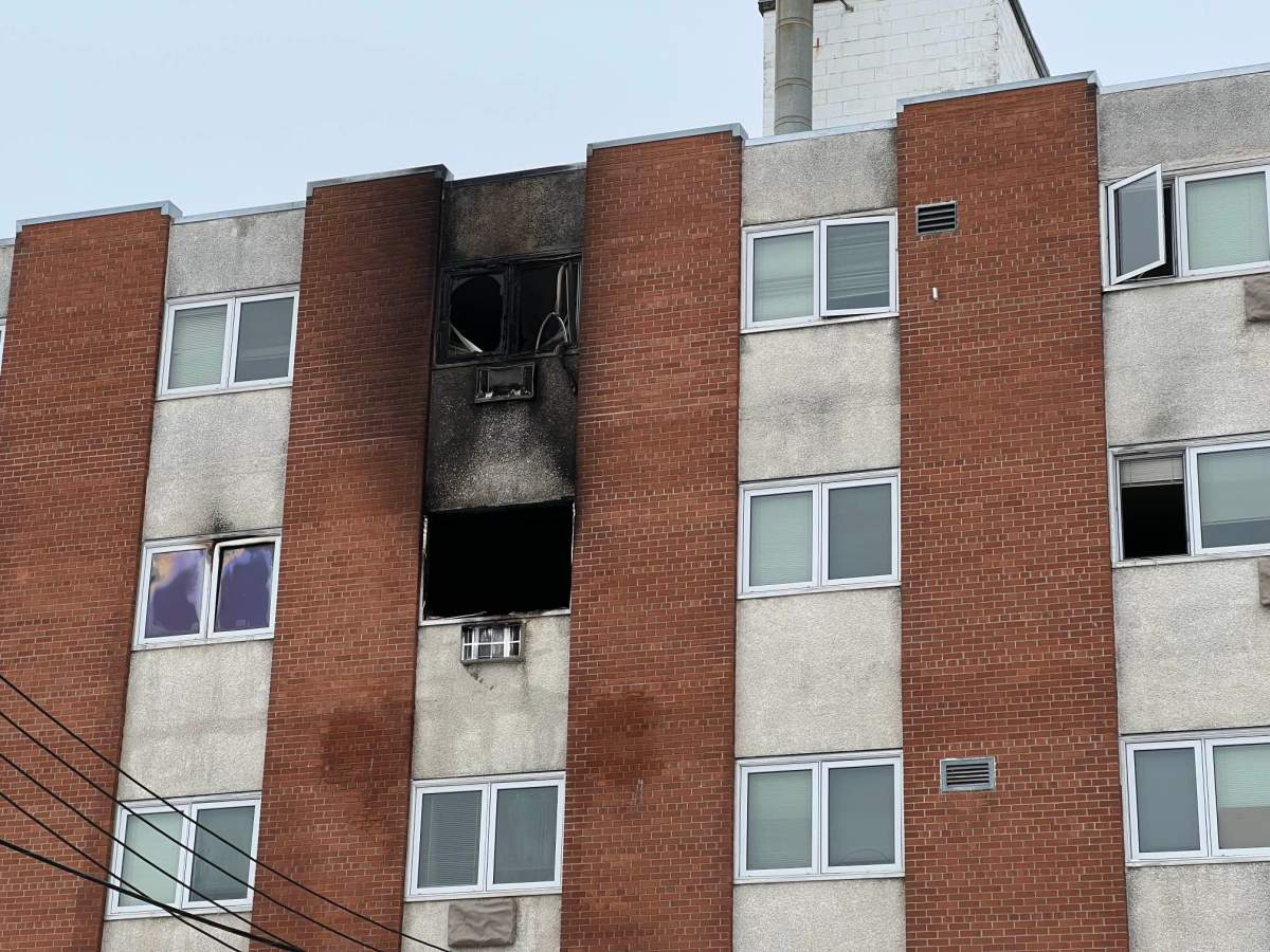 Apartment fire damage.