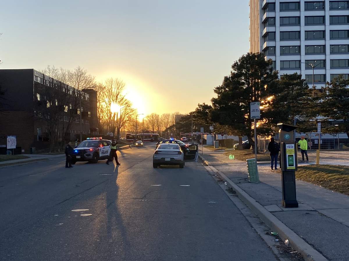 Toronto police on the scene of a collision in Toronto on Feb. 5, 2024.
