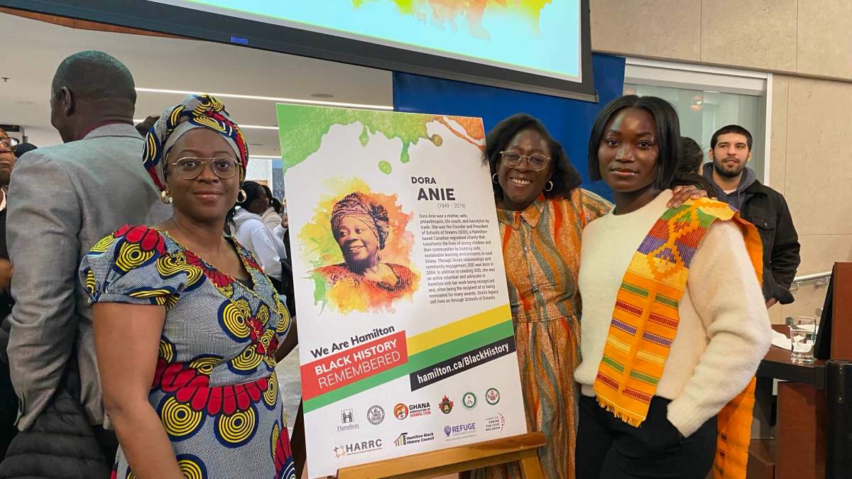 Photo of Dora Anie’s family members (from left to right): Ann-Marie Anie (daughter), Barbara Anie (daughter), and Dora Adobea (granddaughter).