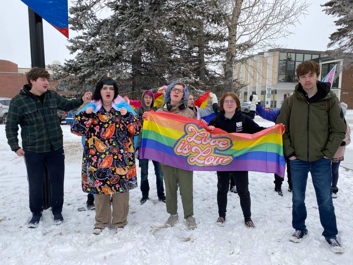 Youth walkout at Victoria school in Edmonton, Feb. 7, 2024.