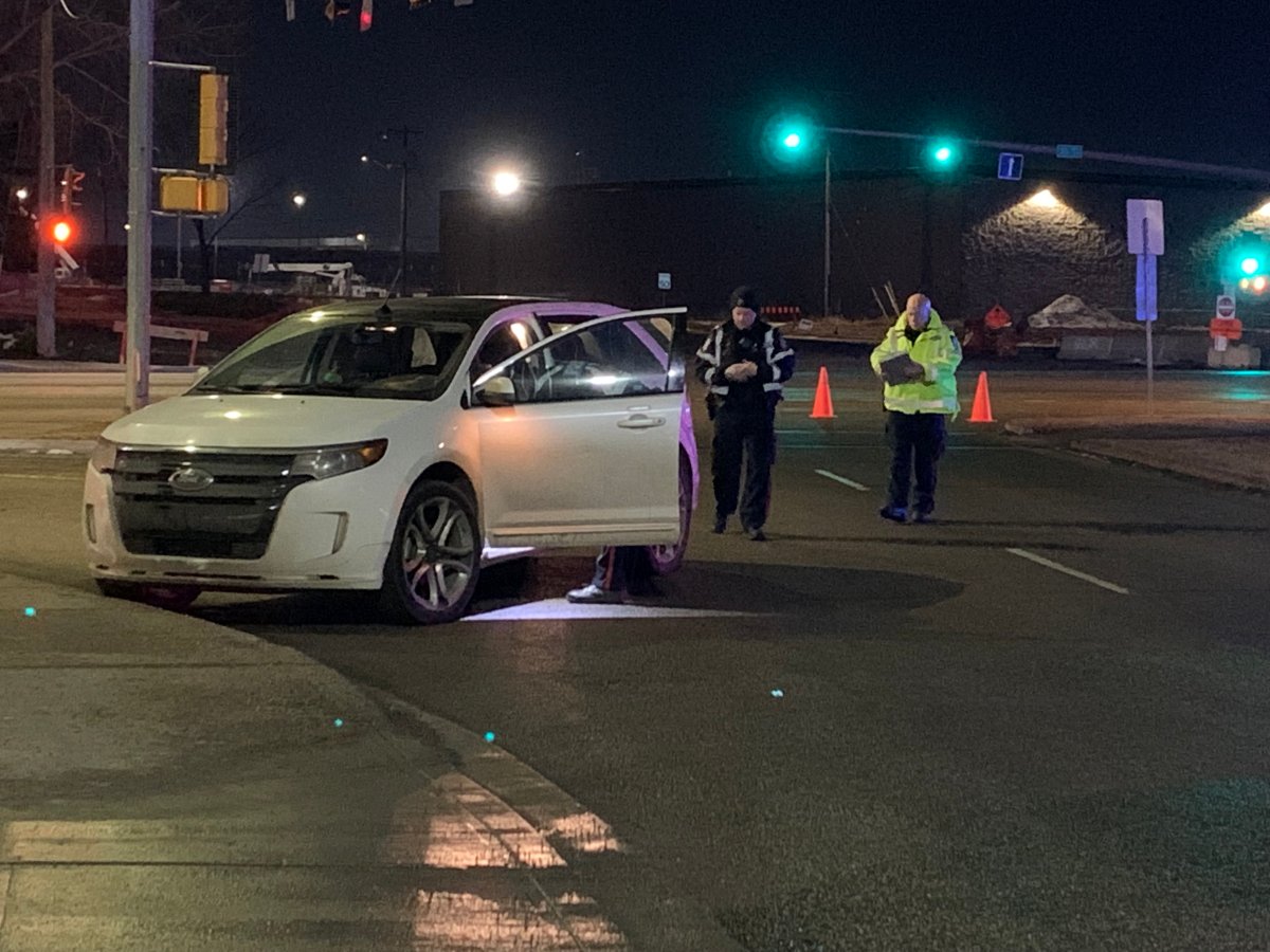 Edmonton police investigating a collision on 90 Avenue and 50 Street on Thursday, February 1, 2024.