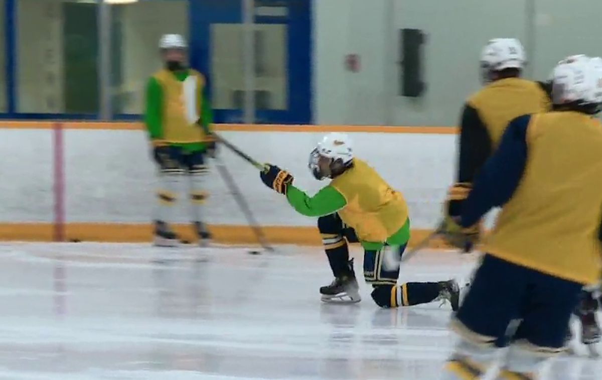 Ossie McIntyre is seen at a St. Albert Sabres practice in 2024.