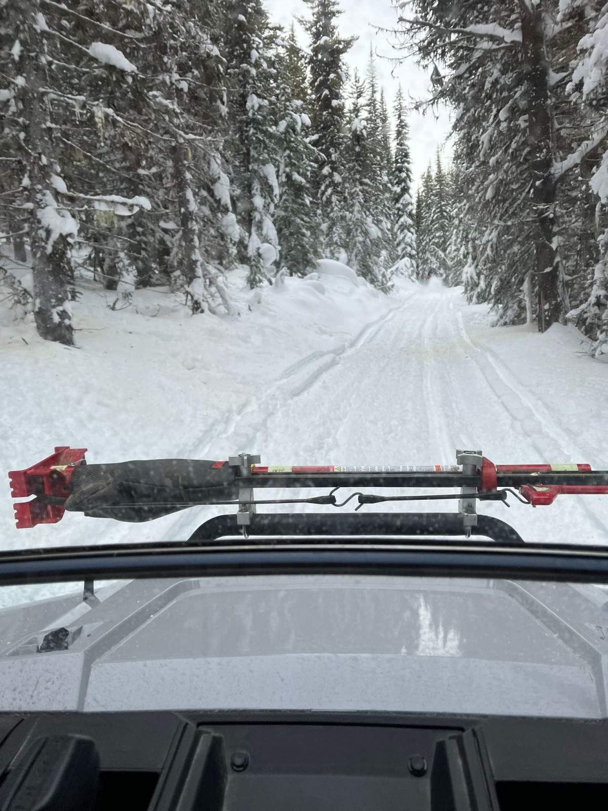 A forest service road during winter in the South Okanagan.