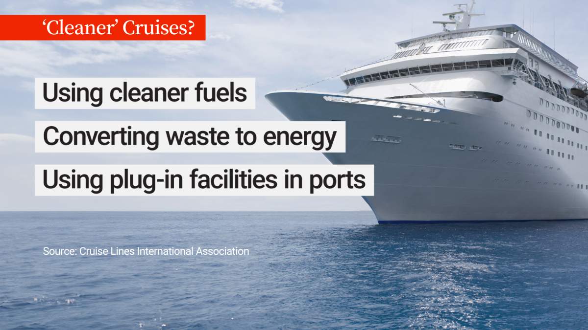 The cruise industry says it is committed to de-carbonizing its business to the fullest extent possible, and as quickly as possible. Still, even the most modern cruise ships rely on liquified fossil gas which, while less polluting than bunker oil, still produces emissions as well as methane leaks.