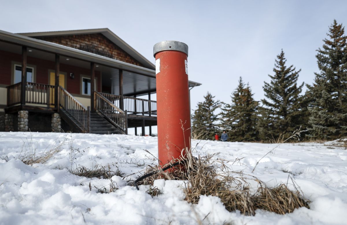A water well head is pictured on home owner Henk de Haan's property near Okotoks, Alta. on Thursday, Feb. 22, 2024.
