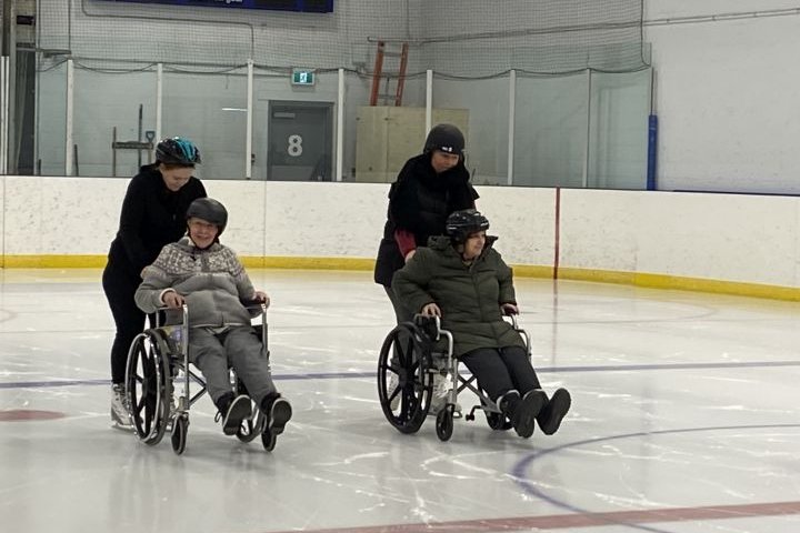 ‘Lots of fun’: Calgary-area seniors hit the ice in wheelchairs