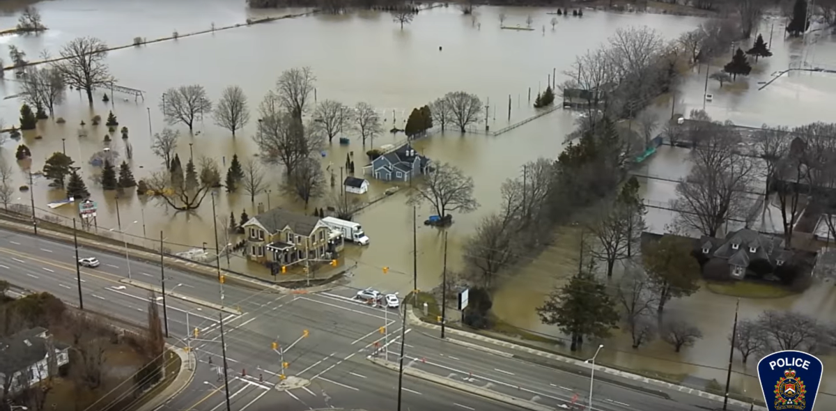 A shot of the 2018 flood in the area of Adelaide and Windermere.