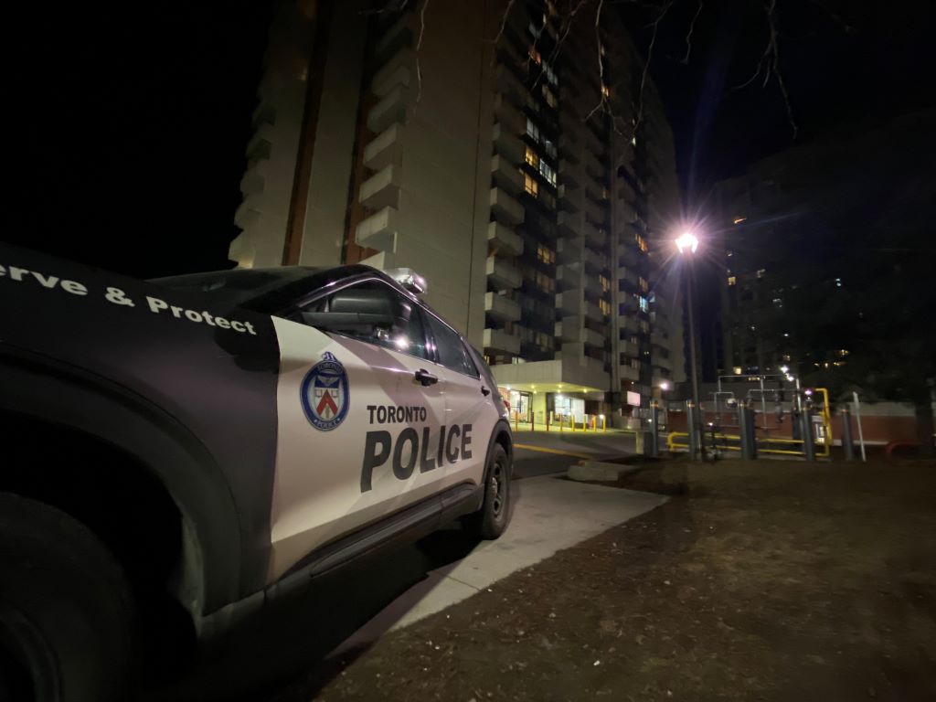 A Toronto police cruiser is on scene of where a man was seriously stabbed.