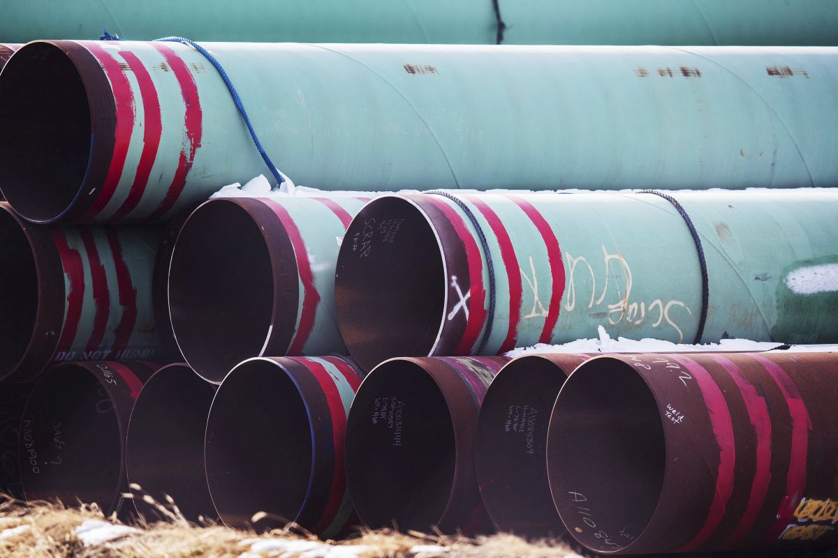 A 2020 file photo of pipes to be used for a pipeline.