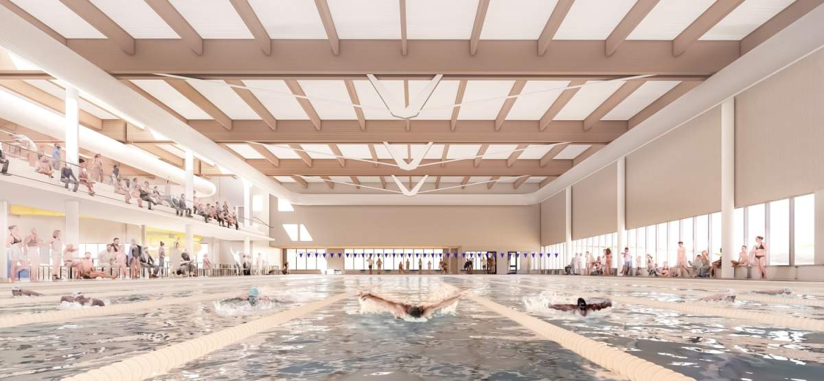 A view of the pool’s swimming lanes.