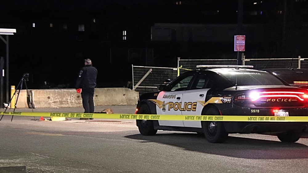 A man was shot in Abbotsford Saturday night at a shopping plaza.