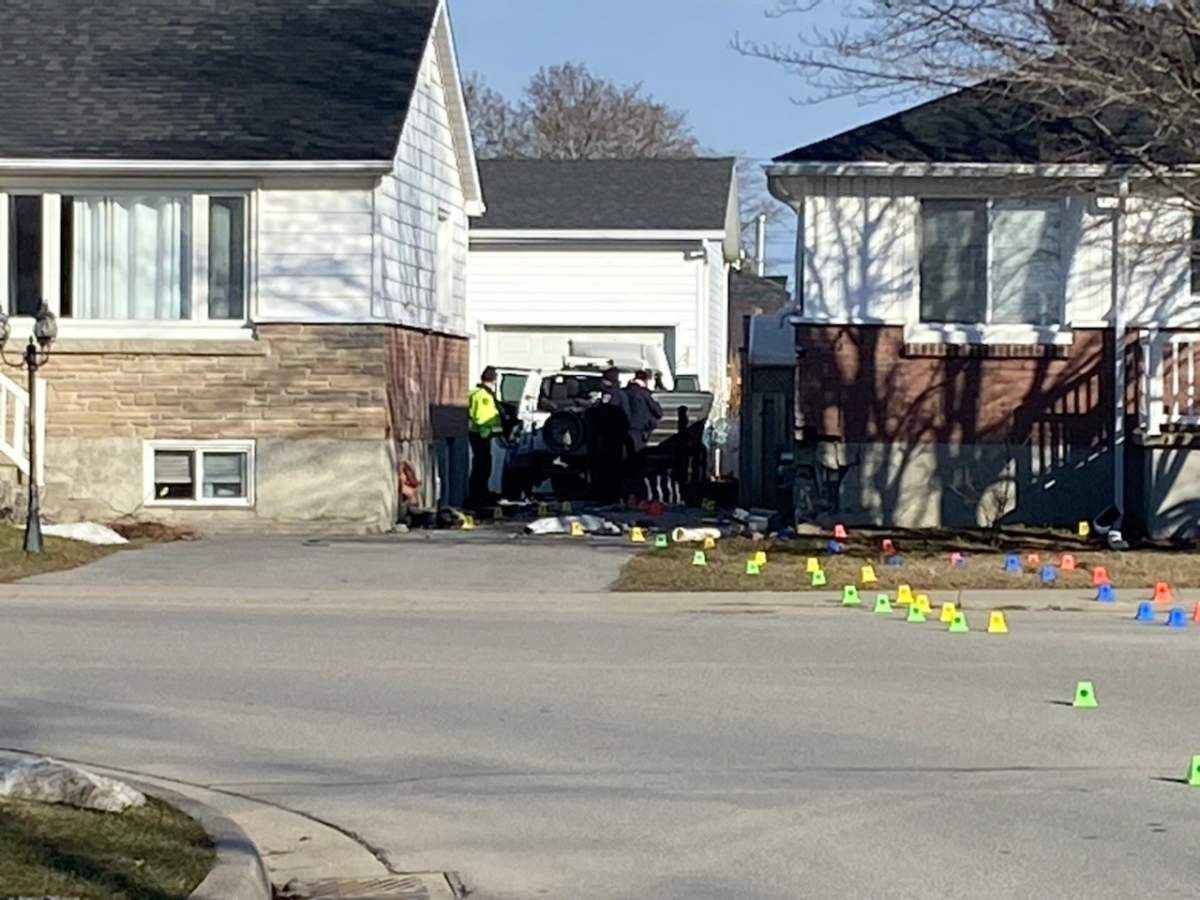 Police say the truck crashed into one home and then another around 4:10 a.m.