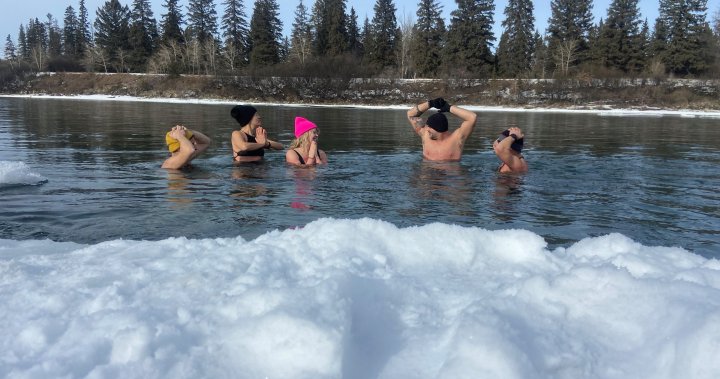 Жителите на Калгар се гмуркат в ледената река Боу за по-добри ползи за здравето