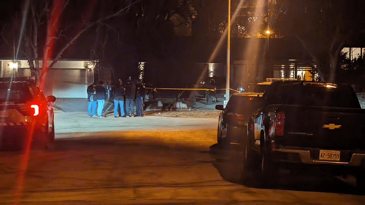 Toronto Police Service remained on scene to investigate Saturday night after the victim was transported to a trauma centre.