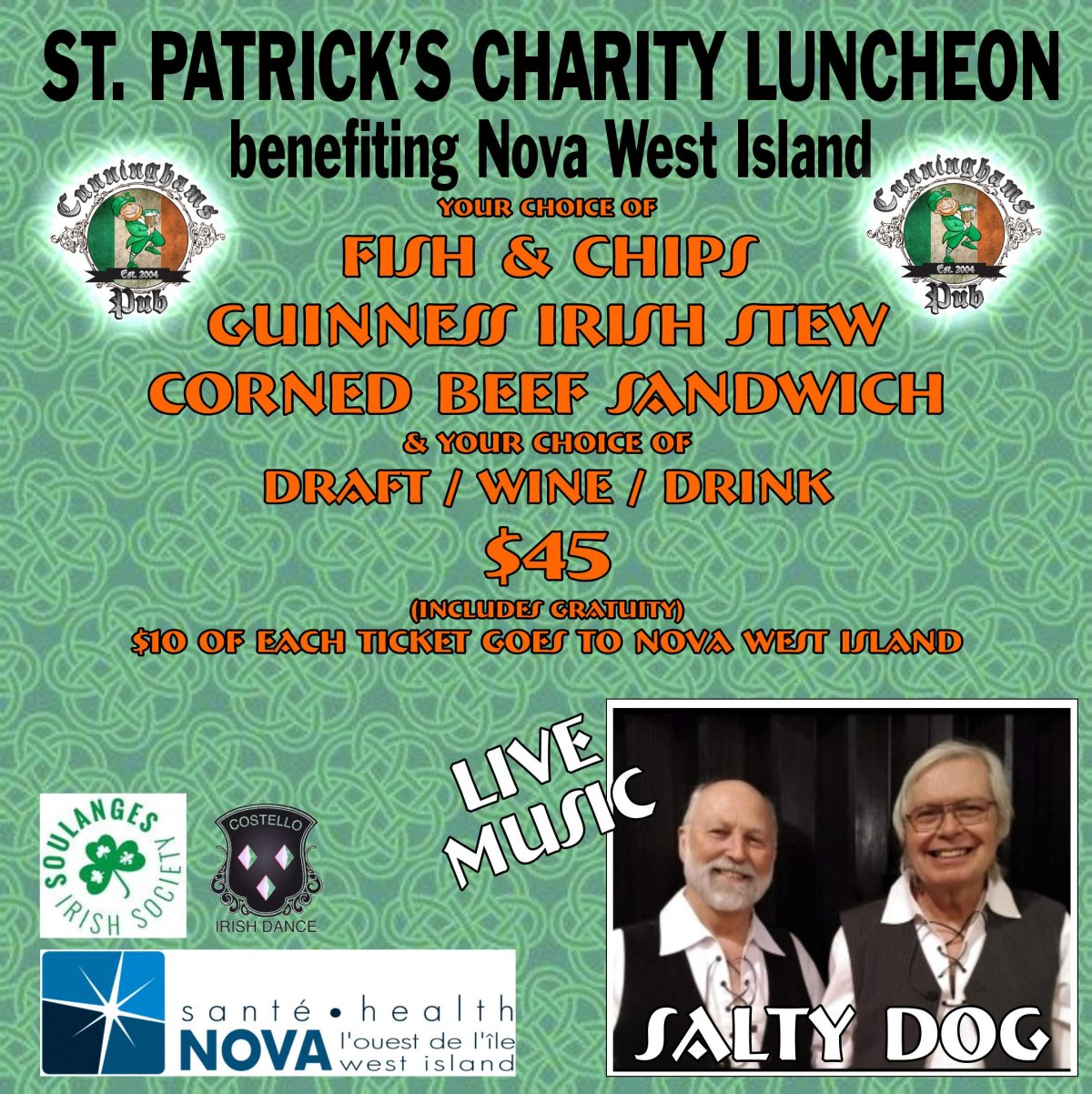 St. Patrick’s Luncheon at Cunningham’s Pub proceeds to benefit Nova West Island March 14, 2024 - image