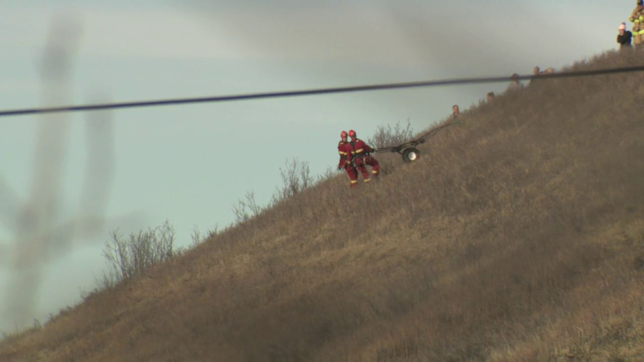 Calgary fire crews use specialized equipment to make ravine rescue