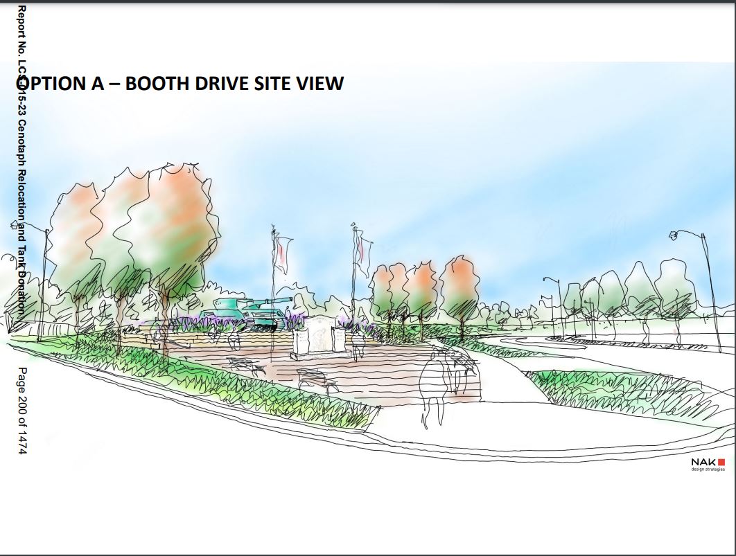 Renderings of a war memorial