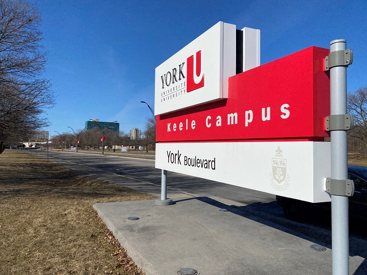 A sign for York University's Keele Campus is seen on Feb. 26, 2024.