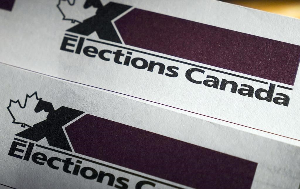 An Elections Canada logo is shown on Tuesday, Aug. 31, 2021.