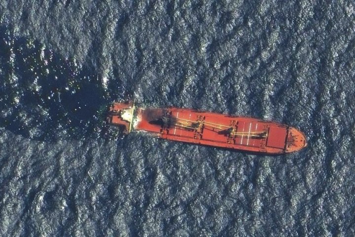 Ship hit by Yemen’s Houthi rebels sinks in Red Sea, first to be lost in conflict