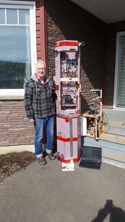 David Hunter poses with the payload for the Balloon Solar Eclipse Project in Florenceville-Bristol, N.B., on March 4. THE CANADIAN PRESS/HO-David Hunter, Balloon Solar Eclipse Project, *MANDATORY CREDIT*.