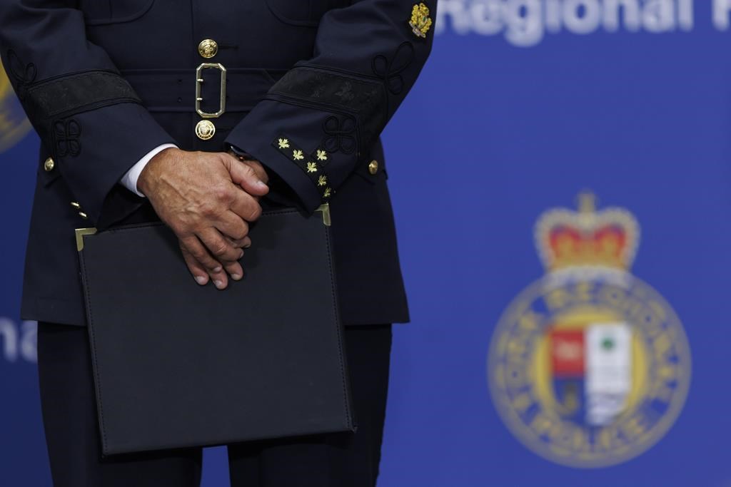 York Regional Police Chief Jim MacSween attends a press conference at the York Regional Police Headquarters in Aurora, Ont., on Jan. 31. 