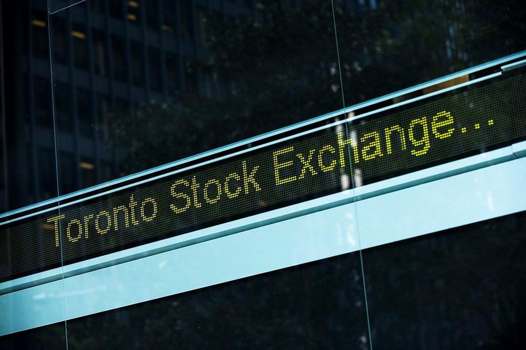 A Toronto Stock Exchange ticker is seen at The Exchange Tower in Toronto on Thursday, August 18, 2011. THE CANADIAN PRESS/Aaron Vincent Elkaim.