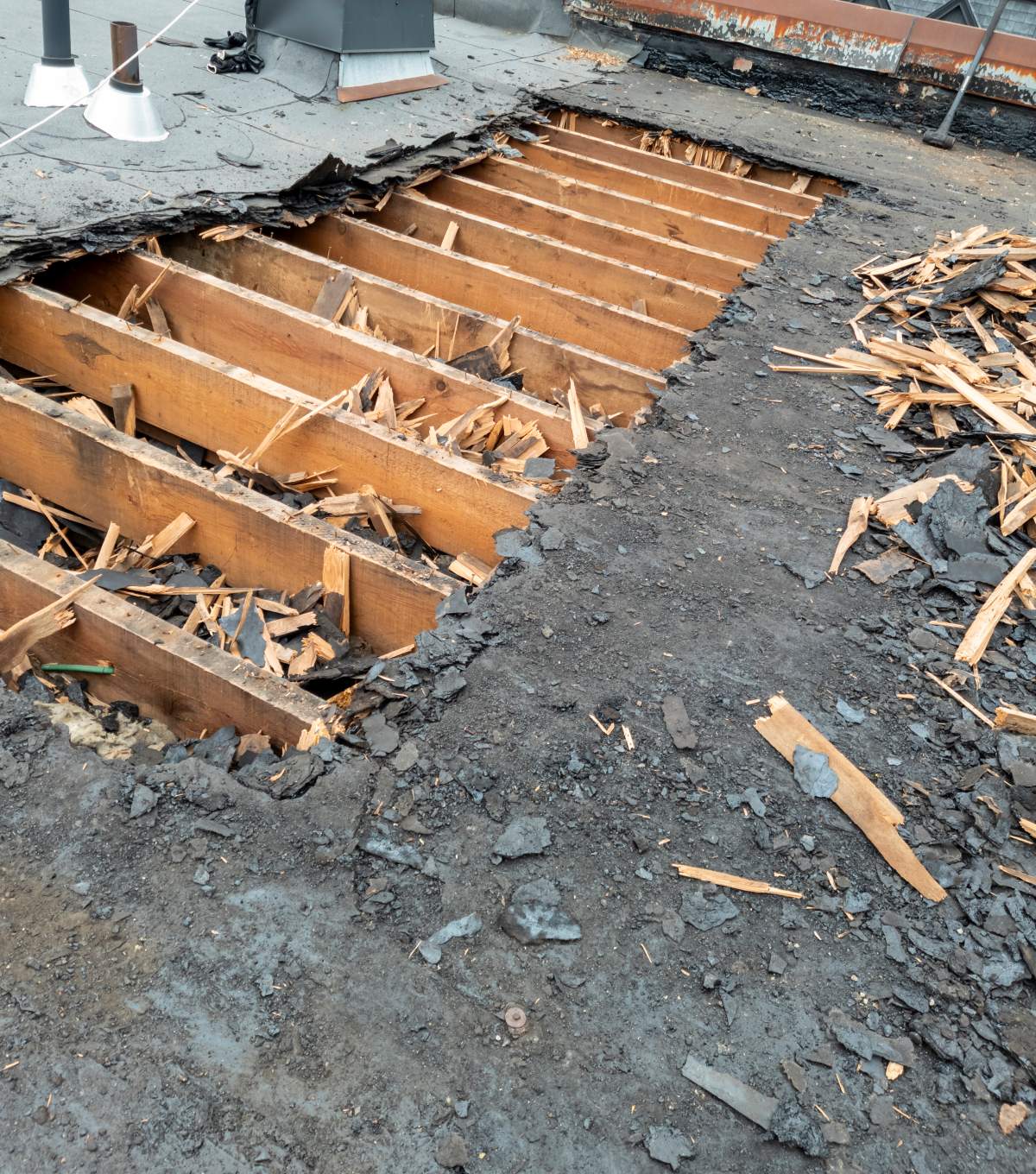 A gaping hole was left in Stuart's roof.