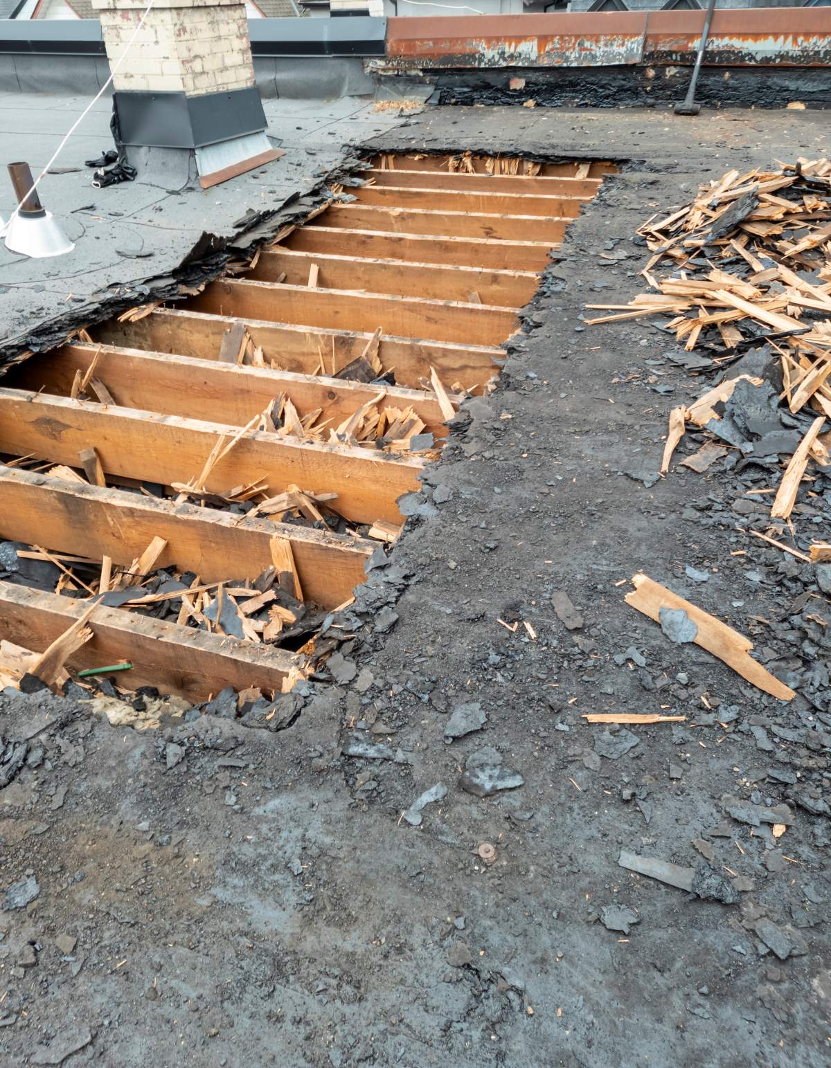 A gaping hole was left in Stuart's roof.