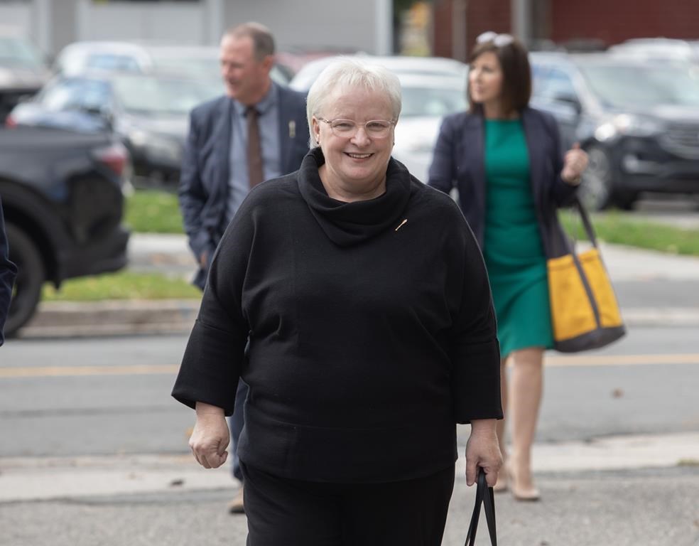 Dorothy Shephard, a former New Brunswick social development minister who clashed with Premier Blaine Higgs over changes made to the province's policy on sexual orientation in schools, says she won't seek re-election. Shephard arrives at the New Brunswick Legislative Building in Fredericton, on Oct. 17, 2023. THE CANADIAN PRESS/Ron Ward.