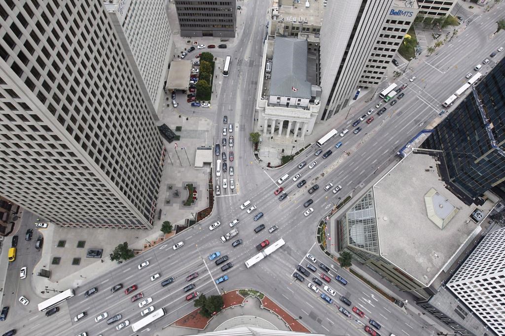 Winnipeg's historic intersection of Portage Avenue and Main Street.