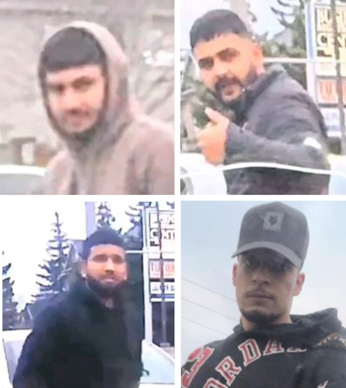 Top left: Ramanpreet Massih, as identified by police. Top Right: Akashdeep Singh, as per police. Bottom: Two unidentified suspects.